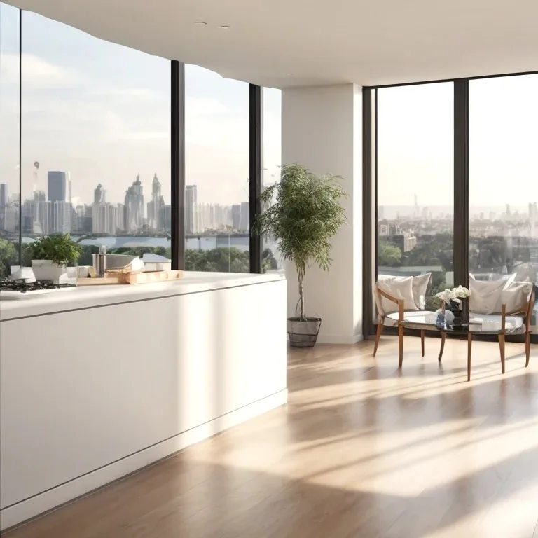 Lobby and living space of a premium apartment building